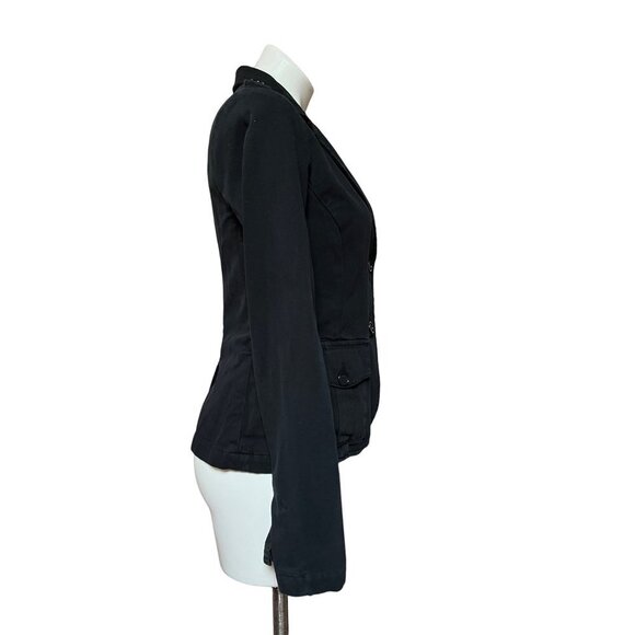 James Perse Workwear Black Tailored Denim Jacket Cargo Pockets Women's M - Picture 6 of 10